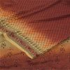 Sanskriti Vintage Sarees Orange/Cream Pure Crepe Printed Sari 6+yd Craft Fabric