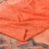 Sanskriti Vintage Sarees Peach/Red Pure Crepe Silk Print Sari 5+yd Craft Fabric