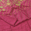 Sanskriti Vintage Sarees Hot Pink Pure Crepe Silk Printed Sari 5+yd Craft Fabric