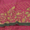 Sanskriti Vintage Sarees Hot Pink Pure Crepe Silk Printed Sari 5+yd Craft Fabric