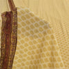 Sanskriti Vintage Sarees Lemon Pure Crepe Mukesh Work Printed Sari 5+yd Fabric