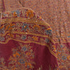 Sanskriti Vintage Sarees Dark Red Pure Crepe Silk Printed Sari 6+yd Craft Fabric