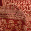 Sanskriti Vintage Sarees Red/Pink Pure Crepe Printed Embroidered Sari Fabric