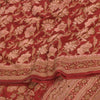 Sanskriti Vintage Sarees Red/Pink Pure Crepe Printed Embroidered Sari Fabric