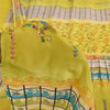 Sanskriti Vintage Sarees Yellow Pure Crepe Silk Printed Sari 5+yd Craft Fabric