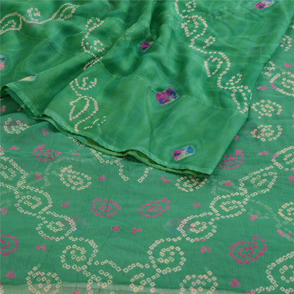 Sanskriti Vintage Sarees Bandhani Printed Pure Georgette Silk Sari Craft Fabric