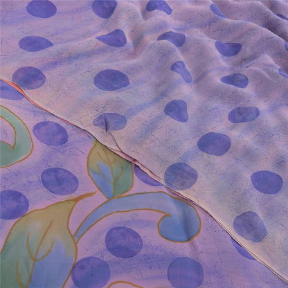 Sanskriti Vintage Sarees Purple/Pink Pure Georgette Printed Sari Craft Fabric