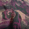 Sanskriti Vintage Sarees Purple Pure Georgette Silk Printed Sari Craft Fabric