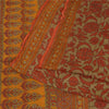 Sanskriti Vintage Sarees Orange/Green Pure Chiffon Silk Print Sari Craft Fabric