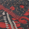 Sanskriti Vintage Sarees Black/Red Pure Georgette Silk Printed Sari Craft Fabric