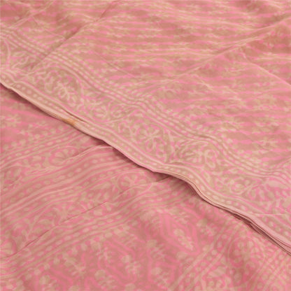 Sanskriti Vintage Sarees Mauve Pure Georgette Silk Printed Sari 5yd Craft Fabric