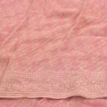 Sanskriti Vintage Sarees Mauve Pure Georgette Silk Printed Sari 5yd Craft Fabric