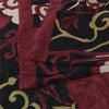 Sanskriti Vintage Sarees Red/Black Pure Georgette Silk Printed Sari 5yd Fabric