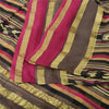 Sanskriti Vintage Sarees Black Pure Chiffon Silk Ikat Printed Sari Craft Fabric