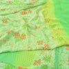 Sanskriti Vintage Sarees Green Pure Georgette Silk Printed Sari 5yd Craft Fabric