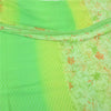 Sanskriti Vintage Sarees Green Pure Georgette Silk Printed Sari 5yd Craft Fabric