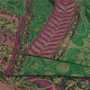 Sanskriti Vintage Sarees Green Pure Georgette Silk Woven Printed Sari 5yd Fabric