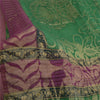 Sanskriti Vintage Sarees Green Pure Georgette Silk Woven Printed Sari 5yd Fabric