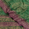 Sanskriti Vintage Sarees Green Pure Georgette Silk Woven Printed Sari 5yd Fabric