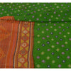 Sanskriti Vintage Sarees Green/Orange Pure Crepe Silk Sari Printed Craft Fabric