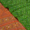 Sanskriti Vintage Sarees Green/Orange Pure Crepe Silk Sari Printed Craft Fabric