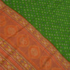 Sanskriti Vintage Sarees Green/Orange Pure Crepe Silk Sari Printed Craft Fabric