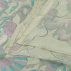 Sanskriti Vintage Sarees Ivory Pure Georgette Silk Printed Sari 6yd Craft Fabric