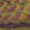 Sanskriti Vintage Sarees Multi Pure Georgette Silk Printed Sari 5yd Craft Fabric