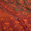 Sanskriti Vintage Sarees Dark-Red Pure Georgette Silk Printed Sari Craft Fabric