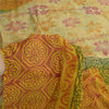 Sanskriti Vintage Sarees Pale-Yellow Pure Georgette Printed Sari Craft Fabric