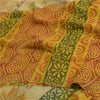 Sanskriti Vintage Sarees Pale-Yellow Pure Georgette Printed Sari Craft Fabric