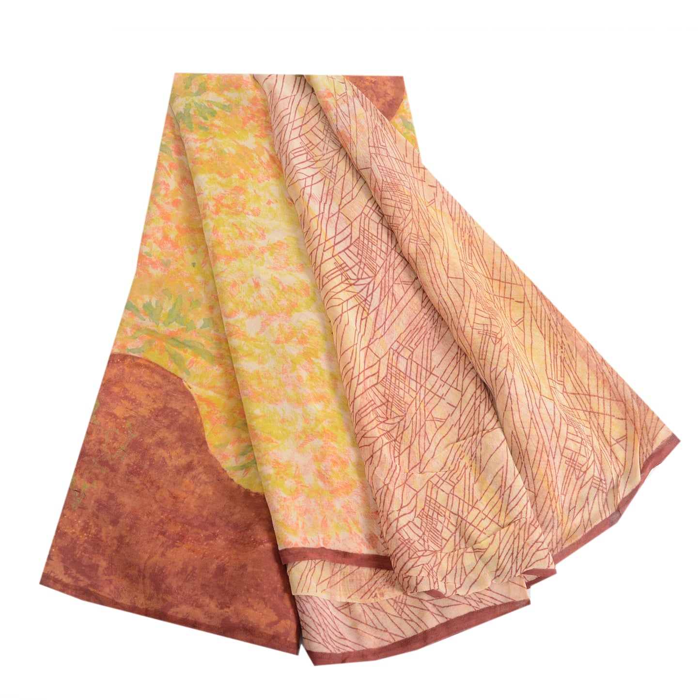 Sanskriti Vintage Sarees Multi Pure Georgette Silk Printed Sari Craft Fabric