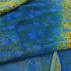 Sanskriti Vintage Sarees Blue/Yellow Pure Georgette Silk Print Sari Craft Fabric