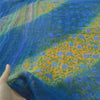 Sanskriti Vintage Sarees Blue/Yellow Pure Georgette Silk Print Sari Craft Fabric