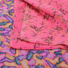 Sanskriti Vintage Sarees Pink Pure Georgette Silk Printed Sari 6yd Craft Fabric