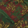 Sanskriti Vintage Sarees Green Pure Georgette Silk Printed Sari 6yd Craft Fabric