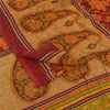 Sanskriti Vintage Sarees Pure Georgette Red/Orange Printed Sari 5yd Craft Fabric