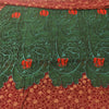 Sanskriti Vintage Sarees Green/Red 100% Pure Georgette Printed Sari Craft Fabric