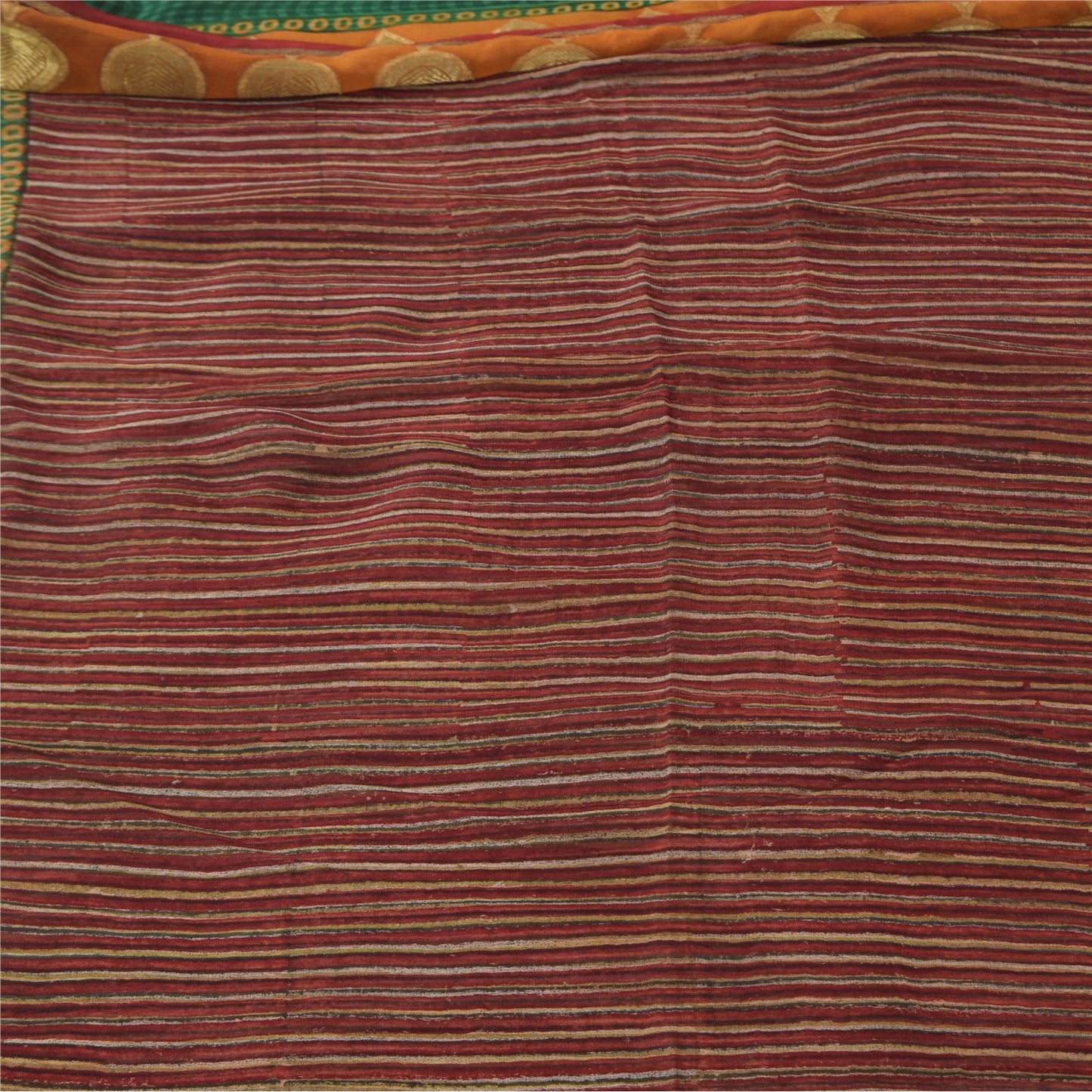 Sanskriti Vintage Sarees Dark Red Pure Georgette Silk Printed Sari Craft Fabric