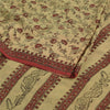 Sanskriti Vintage Sarees Beige 100%Pure Georgette Silk Printed Sari Craft Fabric