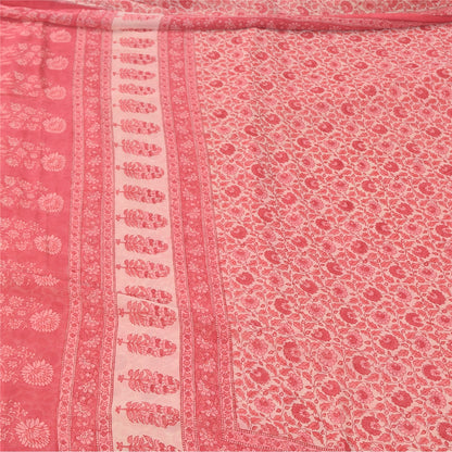 Sanskriti Vintage Sarees Blush Pink Pure Georgette Silk Print Sari Craft Fabric