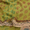 Sanskriti Vintage Sarees Green Pure Georgette Silk Hand Bloc kPrint Sari Fabric