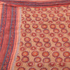 Sanskriti Vintage Sarees Peach/Red Pure Georgette Printed Sari 5yd Craft Fabric