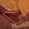 Sanskriti Vintage Sarees Yellow/Red Bandhani Printed Pure Georgette Sari Fabric