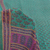 Sanskriti Vintage Sarees Sea-Green Pure Georgette Silk Printed Sari Craft Fabric