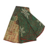 Sanskriti Vintage Sarees Green Pure Georgette Silk Printed Sari Craft Fabric