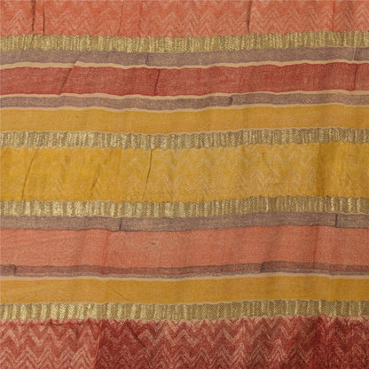 Sanskriti Vintage Sarees Pure Georgette Silk Printed Woven Sari 6yd Craft Fabric