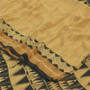 Sanskriti Vintage Sarees Black/Beige Pure Georgette Silk Printed Sari 5yd Fabric