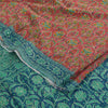 Sanskriti Vintage Sarees Hand Beaded Kantha Pure Georgette Printed Sari Fabric