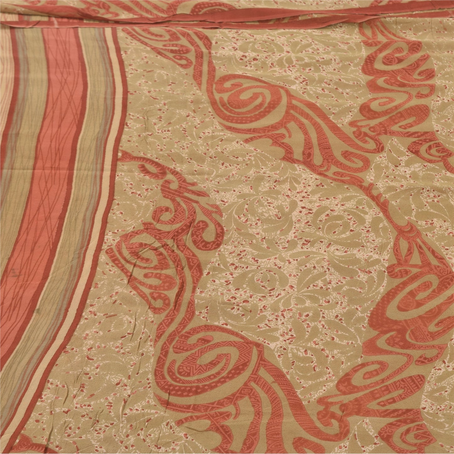 Sanskriti Vintage Sarees Multi Pure Georgette Silk Printed Sari 5yd Craft Fabric